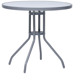 vidaXL, vidaXL Gartentisch Hellgrau 80 cm Stahl und Glas