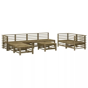 vidaXL, vidaXL 9-tlg. Garten-Lounge-Set Kiefernholz Imprägniert, VidaXL - Garten lounge set imprägniertes kiefernholz, One Size, Braun