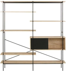 Actona, Actona - Bücherregal Angus - Schwarz und Braun, Regal Adam Wildeiche natur 188