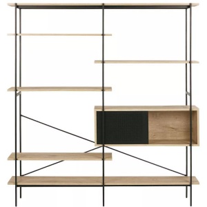 Actona, Actona - Bücherregal Angus - Schwarz und Braun, Regal Adam Wildeiche natur 188