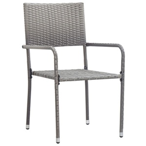 vidaXL, vidaXL Gartenstühle 2 Stk. Poly Rattan Grau, 
