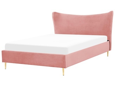 Beliani, Bett mit Lattenrost aus Samtstoff Modern CHALEIX Bett mit Lattenrost aus Samtstoff Modern CHALEIX