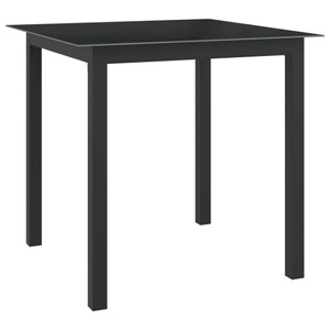 vidaXL, vidaXL Gartentisch Schwarz 80x80x74 cm Aluminium und Glas, vidaXL Gartentisch Schwarz 80x80x74 cm Aluminium und Glas