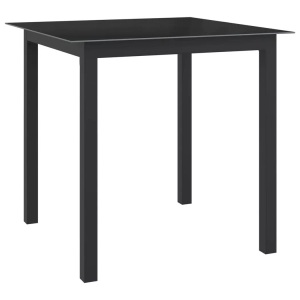 vidaXL, vidaXL Gartentisch Schwarz 80x80x74 cm Aluminium und Glas, vidaXL Gartentisch Schwarz 80x80x74 cm Aluminium und Glas
