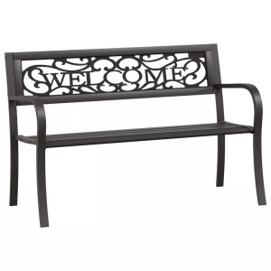vidaXL, vidaXL Gartenbank 125 cm Stahl Schwarz, vidaXL Gartenbank 125 cm Stahl Schwarz