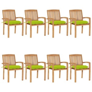 vidaXL, vidaXL Stapelbare Gartenstühle mit Kissen 8 Stk. Massivholz Teak, 