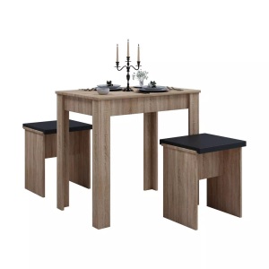 MID.YOU, MID.YOU Tischgruppe in holzwerkstoff sonoma eiche , Esal L , 80x75 cm , melaminharzbeschichtet,Nachbildung , 000657017602, VCM - Holz Essgruppe Bank Küchentisch Esstisch Set Tischgruppe Tisch Bänke Esal L, 80cm, Sonoma-Eiche