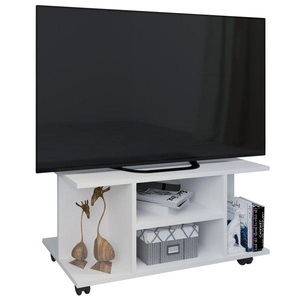 VCM, Holz TV Lowboard Rollen Fernsehschrank Tisch Konsole rollbar Möbel Fernsehtisch Findalo Holz TV Lowboard Rollen Fernsehschrank Tisch Konsole rollbar Möbel Fernsehtisch Findalo, VCM - Holz TV Lowboard Rollen Fernsehschrank Tisch Konsole rollbar Möbel Fernsehtisch Findalo, 80cm, Weiss