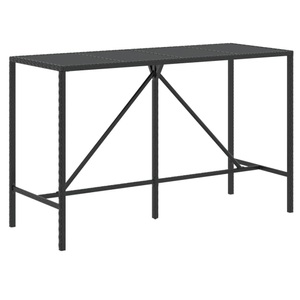 vidaXL, vidaXL Bartisch mit Glasplatte Schwarz 180x70x110 cm Poly Rattan, vidaXL Bartisch mit Glasplatte Schwarz 180x70x110 cm Poly Rattan