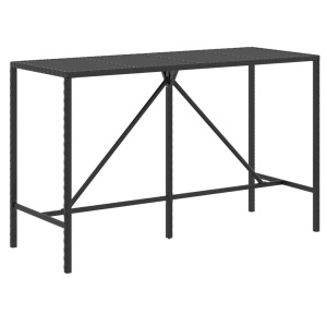 vidaXL, vidaXL Bartisch mit Glasplatte Schwarz 180x70x110 cm Poly Rattan, vidaXL Bartisch mit Glasplatte Schwarz 180x70x110 cm Poly Rattan