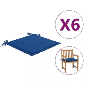vidaXL, vidaXL Gartenstuhl-Sitzkissen 6 Stk. Königsblau 50x50x4 cm Stoff, vidaXL Gartenstuhl-Kissen 6 Stk. Königsblau 50x50x3 cm Oxford-Gewebe