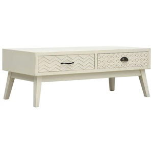 Diverse Hardware, Couchtisch mit 2 Schubladen Schnitzerei Grau 110x50x40 cm Holz, vidaXL Couchtisch mit 2 Schubladen Schnitzerei Grau 110x50x40 cm Holz