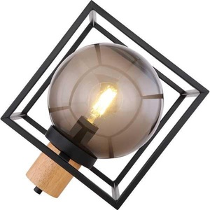 mutoni light, Tischleuchte Hilko Metall schwarz matt 1xE27 LED, Globo Tischleuchte , 33814T , Naturfarben, Schwarz , Holz, Metall, Kunststoff , 23x32 cm , mit Schalter , 004558067205