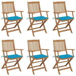 vidaXL, vidaXL Klappbare Gartenstühle 6 Stk. mit Kissen Massivholz Akazie