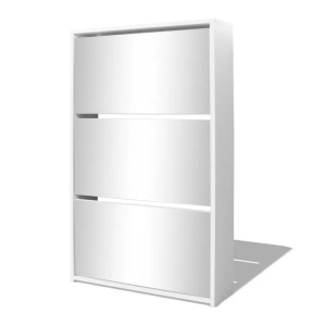 vidaXL, vidaXL Schuhschrank mit 3 Fächern Spiegel Weiß 63x17x102,5 cm, VidaXL - Schuhschrank holzwerkstoff, One Size, Weiss