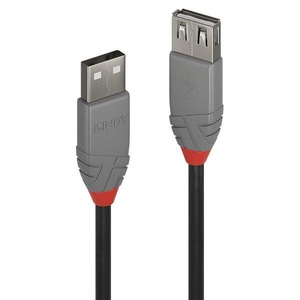 LINDY, USB Verlängerung 2.0 St(A)-Bu(A) 3 m, LINDY USB-Kabel USB 2.0 USB-A Stecker, USB-A Buchse 3.00 m Schwarz, Grau 36704