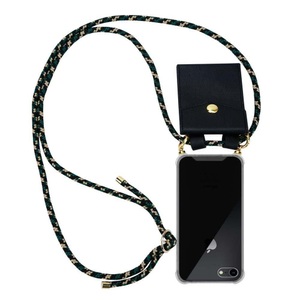 Cadorabo, Cadorabo Handy Kette für Apple iPhone 8 / iPhone 7 / iPhone 7S in CAMOUFLAGE – Silikon Necklace Umhänge Hülle mit Gold Ringen, Kordel Band Schnur u..., Cadorabo - Handy Kette für Apple iPhone 7 7S 8 SE 2020 Silikon mit Gold Ringen, Militärgrün