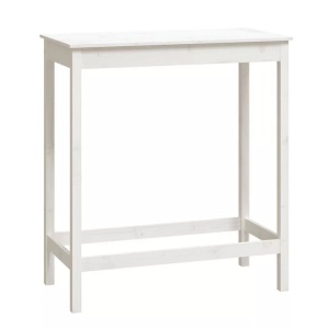 vidaXL, vidaXL Bartisch Weiß 100x50x110 cm Massivholz Kiefer, vidaXL Bartisch Weiß 100x50x110 cm Massivholz Kiefer