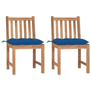 vidaXL, vidaXL Gartenstühle 2 Stk. mit Kissen Massivholz Teak, vidaXL Gartenstühle 2 Stk. mit Kissen Massivholz Teak