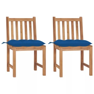 vidaXL, vidaXL Gartenstühle 2 Stk. mit Kissen Massivholz Teak, vidaXL Gartenstühle 2 Stk. mit Kissen Massivholz Teak