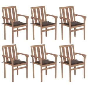 vidaXL, vidaXL Stapelbare Gartenstühle mit Kissen 6 Stk. Massivholz Teak, vidaXL Stapelbare Gartenstühle mit Kissen 6 Stk. Massivholz Teak
