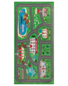 Beliani, Beliani Kinderteppich grün Stadt-Motiv 80 x 150 cm TUTAK, Beliani - Kinderteppich aus Polyester Modern TUTAK, 80X150CM, Grün
