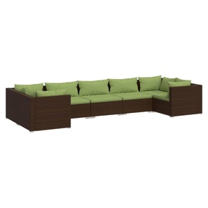 vidaXL, vidaXL 7-tlg. Garten-Lounge-Set mit Kissen Poly Rattan Braun, vidaXL 7-tlg. Garten-Lounge-Set mit Kissen Poly Rattan Braun