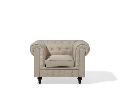 Beliani, Beliani Sessel Polsterbezug beige CHESTERFIELD Gross, Beliani - Sessel aus Polyester Glamourös CHESTERFIELD, One Size, Perle