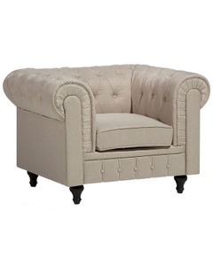 Beliani, Beliani Sessel Polsterbezug beige CHESTERFIELD Gross, Beliani - Sessel aus Polyester Glamourös CHESTERFIELD, One Size, Perle