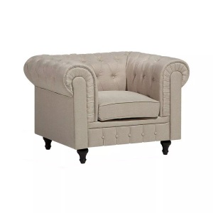 Beliani, Beliani Sessel Polsterbezug beige CHESTERFIELD Gross, Beliani - Sessel aus Polyester Glamourös CHESTERFIELD, One Size, Perle