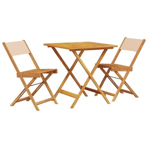 vidaXL, vidaXL 3-tlg. Bistro-Set Beige Stoff und Massivholz
