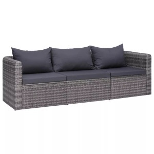 Diverse Hardware, 3-tlg. Garten-Sofagarnitur mit Kissen Grau Poly Rattan, vidaXL 3-tlg. Garten-Sofagarnitur mit Kissen Grau Poly Rattan