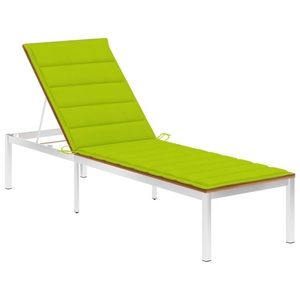 vidaXL, vidaXL Sonnenliege mit Auflage Akazie Massivholz und Edelstahl, vidaXL Sonnenliege mit Auflage Akazie Massivholz und Edelstahl