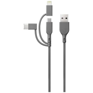 GP Batteries, GP Batteries USB-Ladekabel USB 2.0 USB-A Stecker, Apple Lightning Stecker, USB-Micro-B Stecker, USB-C? Stecker 1 m Grau, GP USB-Ladekabel USB 2.0 USB-A Stecker, Apple Lightning Stecker, USB-Micro-B Stecker, USB-C® Stecker 1.00 m Grau