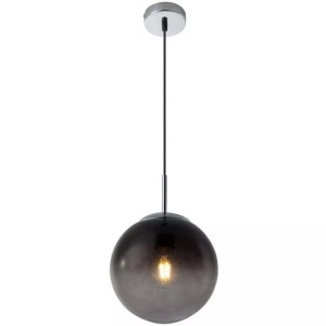 Globo, GLOBO VARUS Hängeleuchte nickel matt, Glas rauch, D:200, H:1200, exkl. 1xE27 40W 230V, Hängeleuchte Varus Chromfarben max. 60 Watt
