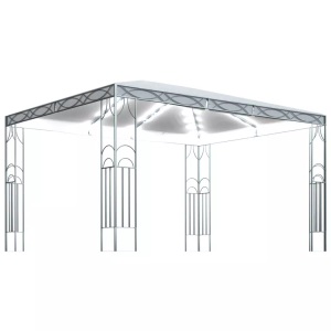 vidaXL, vidaXL Pavillon mit LED-Lichterkette 400x300 cm Cremeweiß