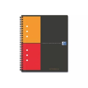 Oxford, Oxford Collegeblock 100102880 Grau, Orange, Rot DIN A5+ kariert Anzahl der Blätter: 80, Oxford Activebook, A5+, kariert, 5mm, 80g, 80 Blatt, 1411