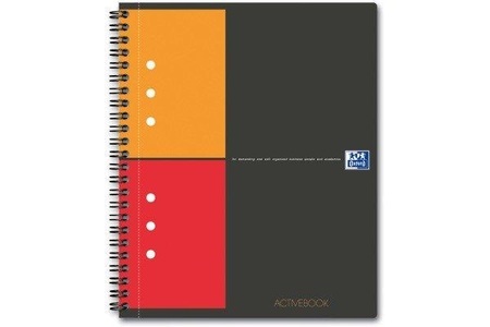 Oxford, Oxford Collegeblock 100102880 Grau, Orange, Rot DIN A5+ kariert Anzahl der Blätter: 80, Oxford Activebook, A5+, kariert, 5mm, 80g, 80 Blatt, 1411