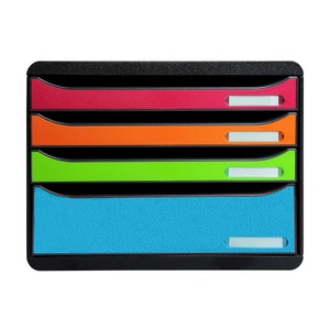 Exacompta, Schubladenbox BIG-BOX PLUS HORIZON QUER, A4+, 4 halboffene Schübe, Auszugsstopp/Griffmulde/Etikettenhalter, Etiketten, Blauer Engel, schwarz-harlekin, Schubladenbox BIG-BOX PLUS HORIZON QUER, A4+, 4 halboffene Schübe, Auszugsstopp/Griffmulde/Etikettenhalter, Etiketten, Blauer Engel, schwarz-harlekin