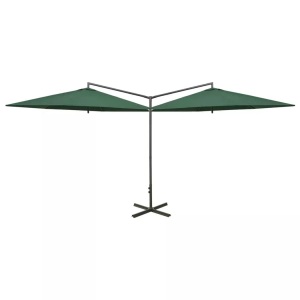 vidaXL, vidaXL Doppel-Sonnenschirm mit Stahlmast Grün 600 cm
