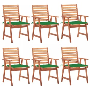 vidaXL, vidaXL Garten-Essstühle 6 Stk. mit Kissen Massivholz Akazie, vidaXL Garten-Essstühle 6 Stk. mit Kissen Massivholz Akazie