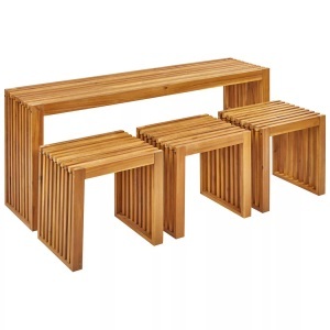 Beliani, Tisch mit Stühlen aus Akazienholz Modern BELLANO Tisch mit Stühlen aus Akazienholz Modern BELLANO, Beliani - Tisch mit Stühlen aus Akazienholz Modern BELLANO, One Size, Light Beige