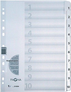 Pagna, PAGNA Register Karton weiss A4 31004-08 10-teilig, 1-10, Pagna Register Karton, weiss, A4, 10-teilig, 1-10, 31004-08