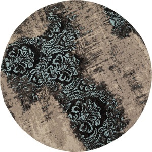 Kare Design, Teppich Kelim Ornament türkis rund 200, Teppich Kelim Ornament türkis rund 200