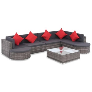 vidaXL, vidaXL 8-tlg. Garten-Lounge-Set mit Kissen Poly Rattan Grau