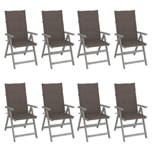 vidaXL, vidaXL Verstellbare Gartenstühle mit Auflagen 8 Stk. Grau Akazienholz