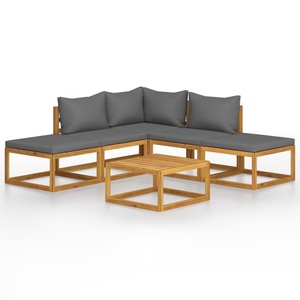 Diverse Hardware, 6-tlg. Garten-Lounge-Set mit Auflagen Massivholz Akazie
