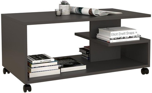 VCM, Holz Beistelltisch Olus Holz Beistelltisch Olus, MID.YOU Couchtisch in holzwerkstoff 90/50/38 cm , Olus , Anthrazit , 50x38 cm , melaminharzbeschichtet,Nachbildung , offenes Fach, einfacher Aufbau , 000657033102