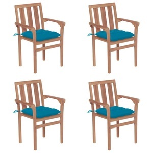 vidaXL, vidaXL Stapelbare Gartenstühle mit Kissen 4 Stk. Massivholz Teak, vidaXL Stapelbare Gartenstühle mit Kissen 4 Stk. Massivholz Teak