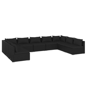 vidaXL, vidaXL 9-tlg. Garten-Lounge-Set mit Kissen Poly Rattan Schwarz, 